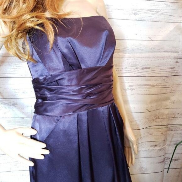 Davids Bridal NWT Strapless Gown F14227 size 8 Purple POCKETS attachable straps - Picture 6 of 8